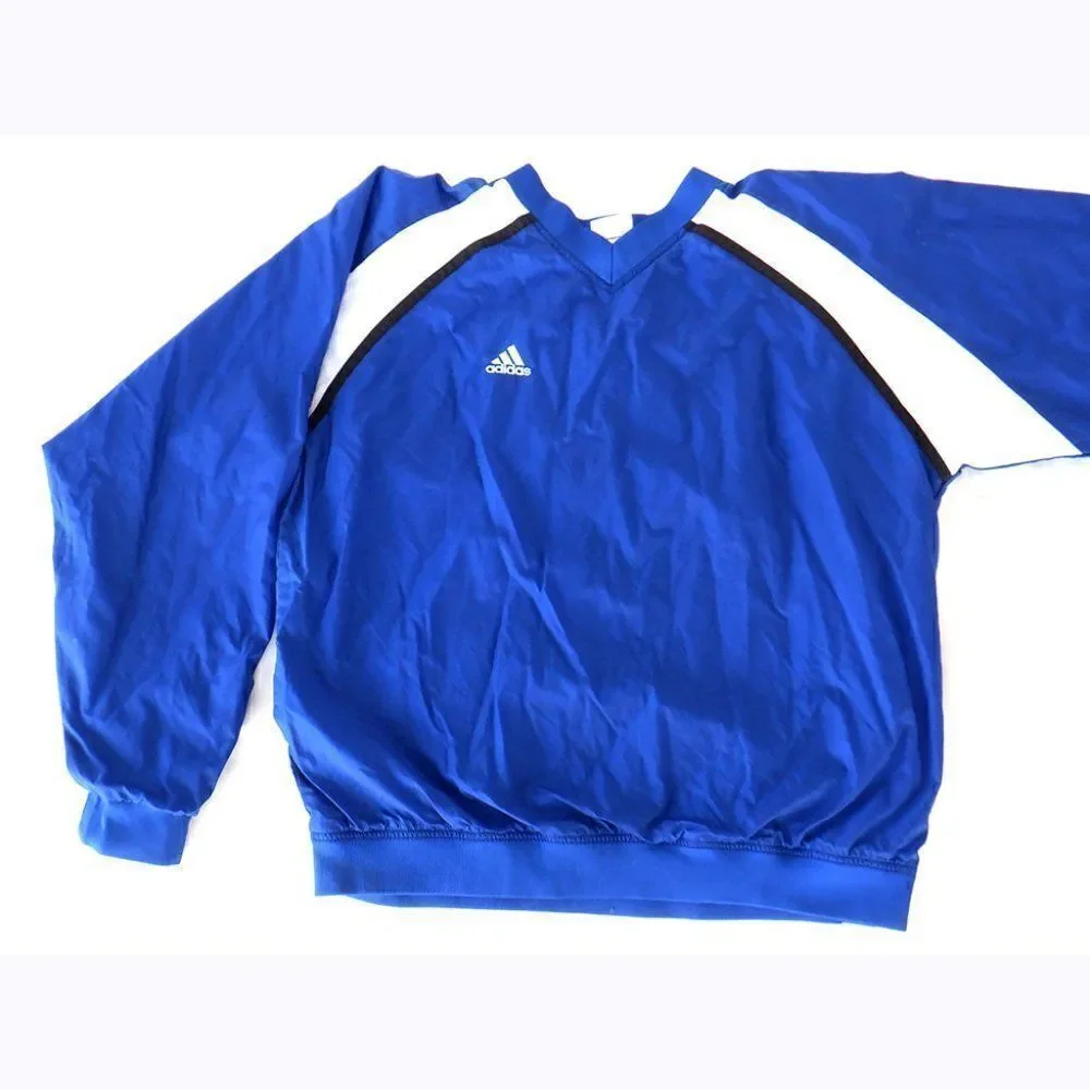 Adidas blue pullover lined windbreaker sweater